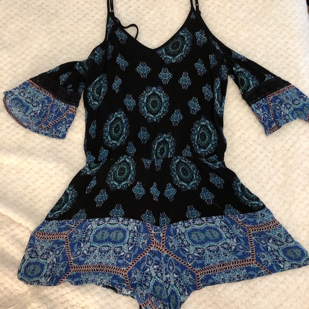 cold shoulder boho Romper